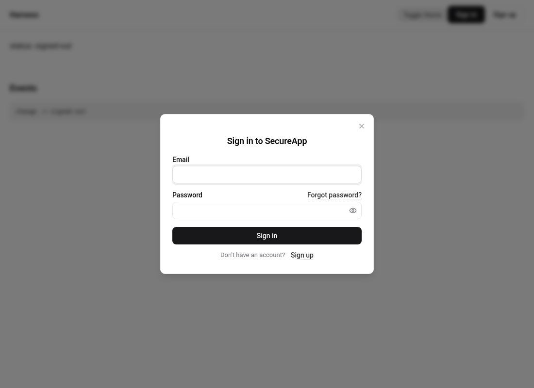 Auth UI sign-in modal talking to your Appwrite endpoint from the page origin